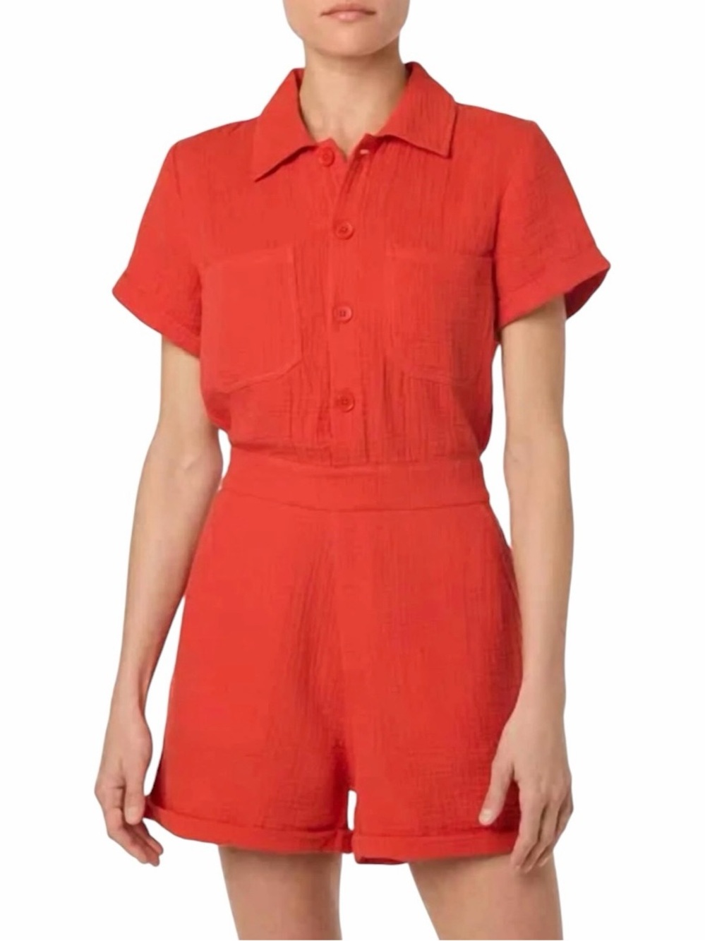 Joe’s Jeans  Gauze Shorts Romper In Valiant Poppy Size S